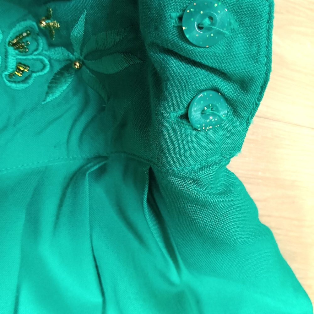 SOLD Vintage 80s 90s High Waisted Embroidered Gold Beaded Genie Harem Pants Sz M - Picture 4 of 8